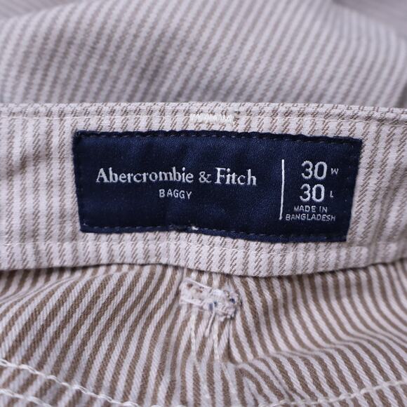 ABERCROMBIE & FITCH Baggy Pinstripe Carpenter Pant White/Tan Casual Men's 30 - Picture 7 of 8